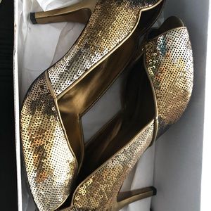 Gold sequin peep-toe Browns shoes